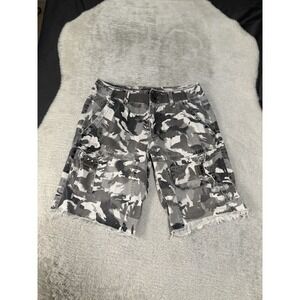 Armani Exchange Mens Shorts 31 Grey Camo Cargo Utility Military Combat Grunge